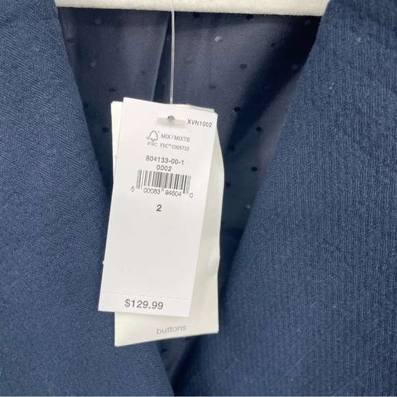 NWT Banana Republic Textured Cotton-Linen Blazer navy blue Sz 2 double breasted - Picture 4 of 10
